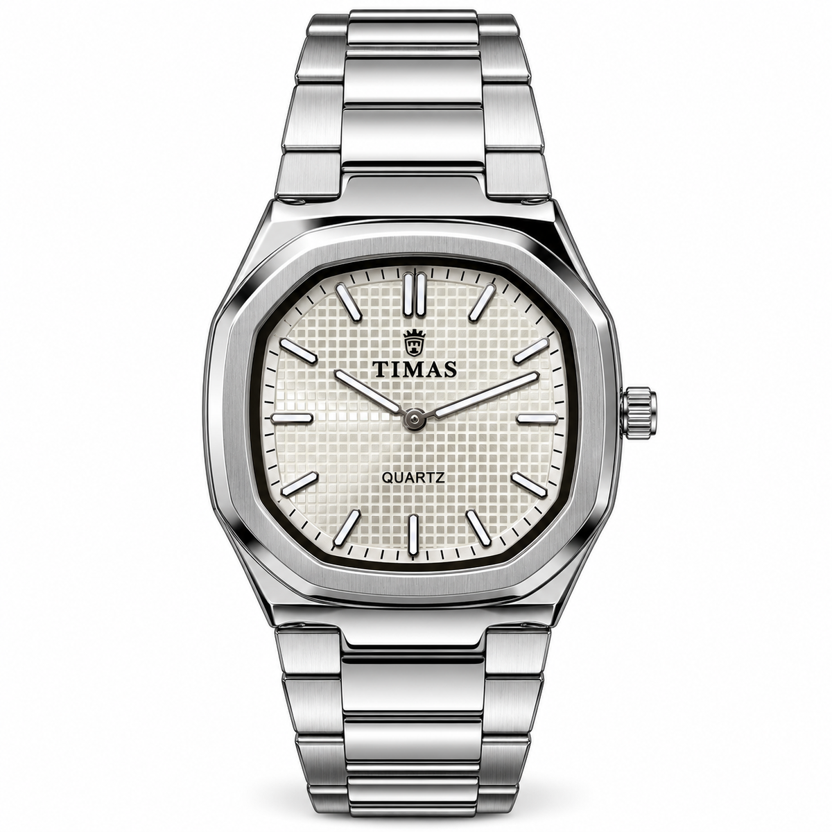 TIMAS Quartz Men's Watch with Grid Textured Dial & Metallic Bracelet (AWTM-00317)