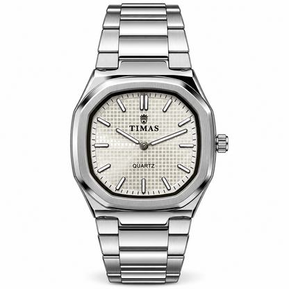 TIMAS Quartz Men's Watch with Grid Textured Dial & Metallic Bracelet (AWTM-00317)