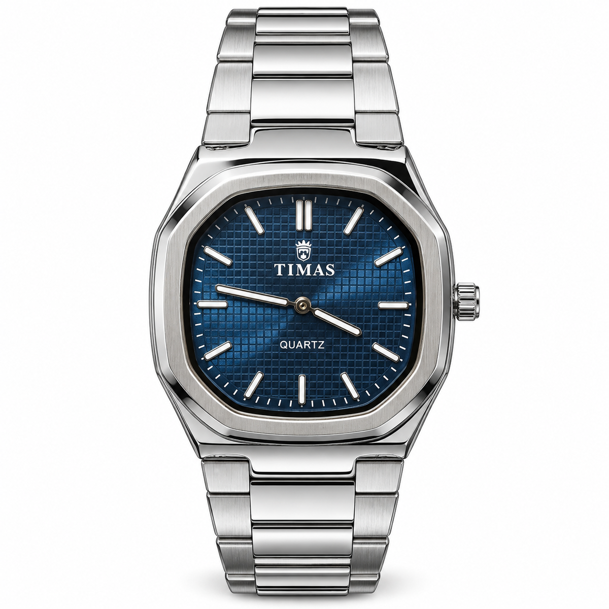 TIMAS Quartz Men's Watch with Grid Textured Dial & Metallic Bracelet (AWTM-00317)
