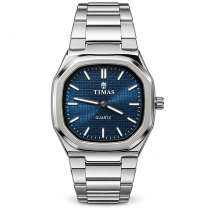 TIMAS Quartz Men's Watch with Grid Textured Dial & Metallic Bracelet (AWTM-00317)