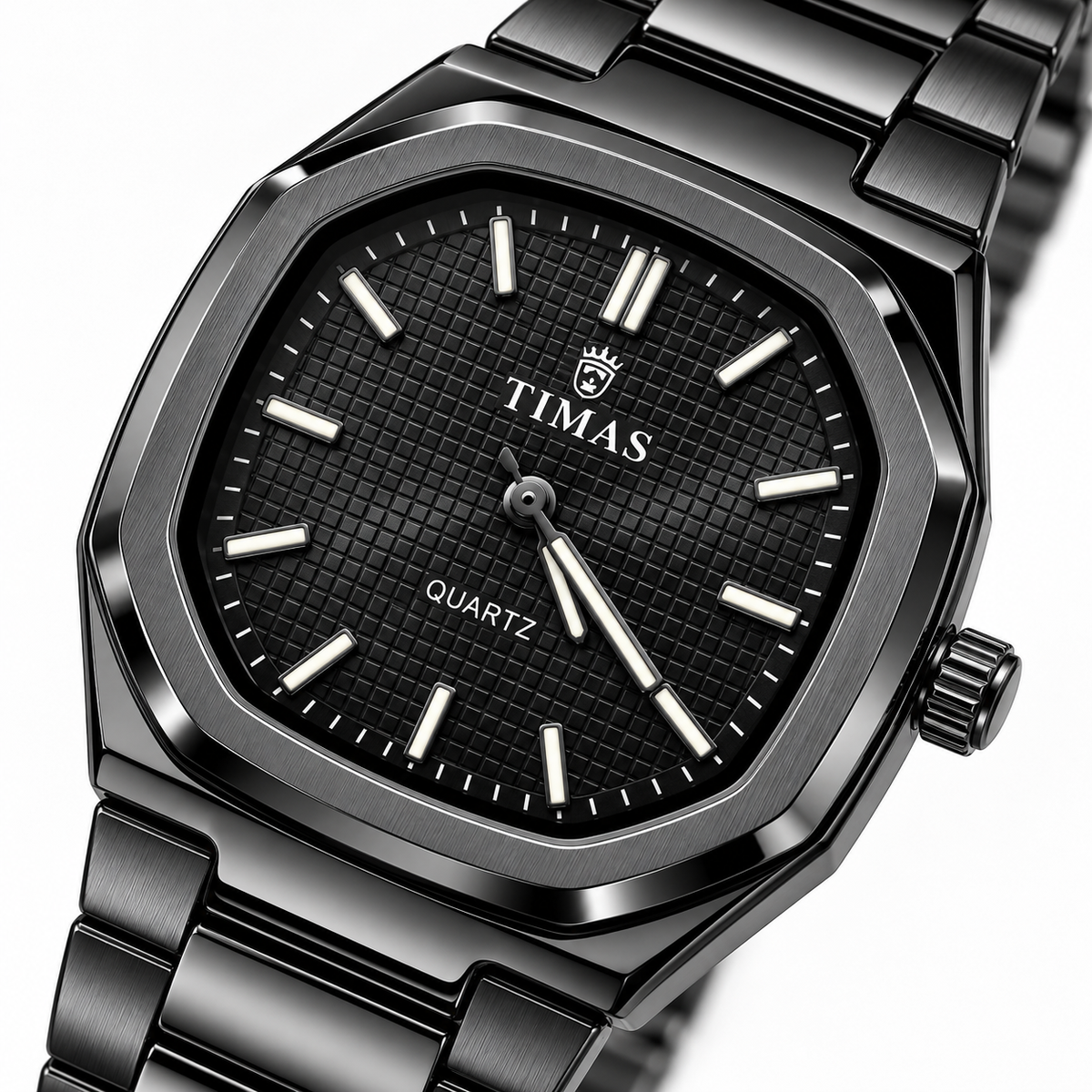 TIMAS Quartz Men's Watch with Grid Textured Dial & Metallic Bracelet (AWTM-00317)