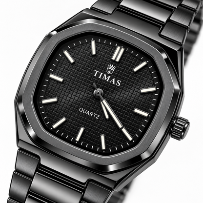 TIMAS Quartz Men's Watch with Grid Textured Dial & Metallic Bracelet (AWTM-00317)