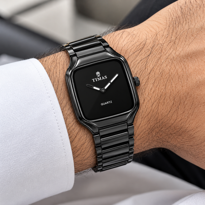 TIMAS Modern Square Quartz Watch with Minimalist Dial & Metallic Bracelet (AWTM-00320)