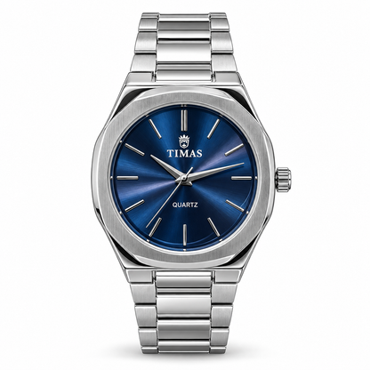 TIMAS Octagonal Quartz Men's Watch with Sunburst Dial & Integrated Metallic Bracelet (AWTM-00321)