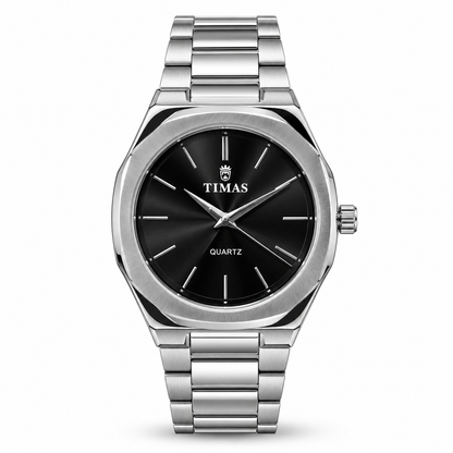 TIMAS Octagonal Quartz Men's Watch with Sunburst Dial & Integrated Metallic Bracelet (AWTM-00321)