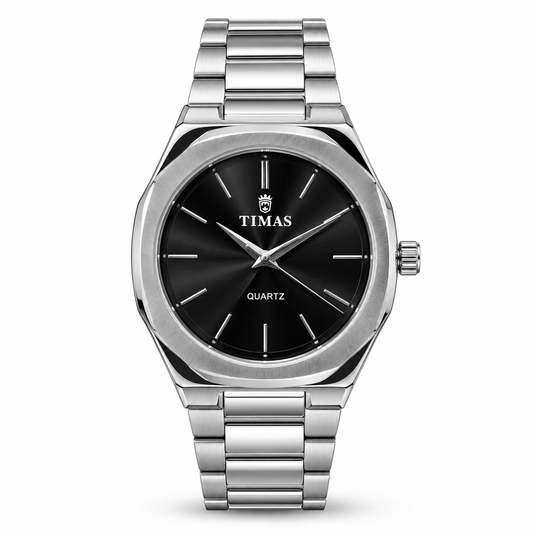 TIMAS Octagonal Quartz Men's Watch with Sunburst Dial & Integrated Metallic Bracelet (AWTM-00321)