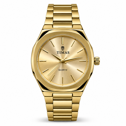 TIMAS Octagonal Quartz Men's Watch with Sunburst Dial & Integrated Metallic Bracelet (AWTM-00321)