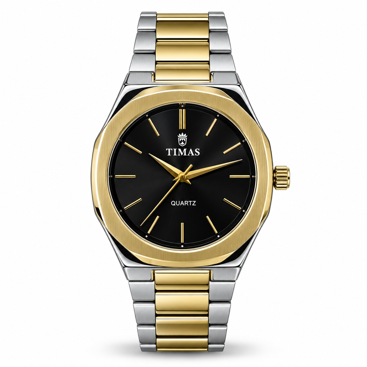TIMAS Octagonal Quartz Men's Watch with Sunburst Dial & Integrated Metallic Bracelet (AWTM-00321)