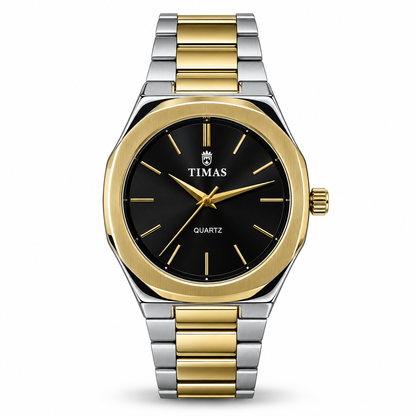 TIMAS Octagonal Quartz Men's Watch with Sunburst Dial & Integrated Metallic Bracelet (AWTM-00321)