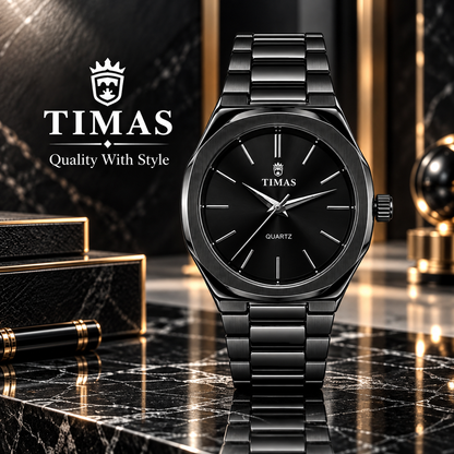 TIMAS Octagonal Quartz Men's Watch with Sunburst Dial & Integrated Metallic Bracelet (AWTM-00321)