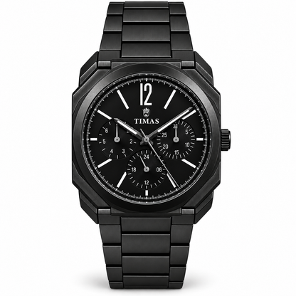TIMAS Octagonal Quartz Men's Watch with Multi-Subdial Display & Two-Tone Metallic Bracelet (AWTM-00326)