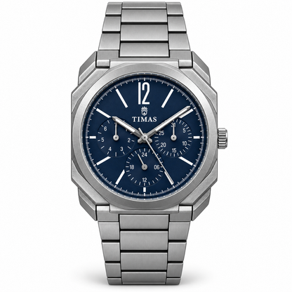 TIMAS Octagonal Quartz Men's Watch with Multi-Subdial Display & Two-Tone Metallic Bracelet (AWTM-00326)