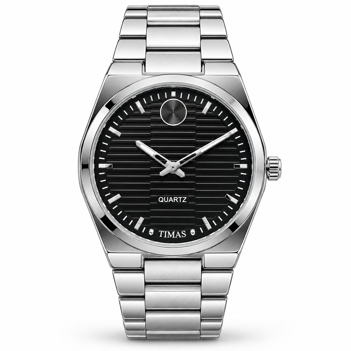 TIMAS Quartz Men's Watch with Horizontal Textured Dial & Metallic Chain Bracelet (AWTM-00330)
