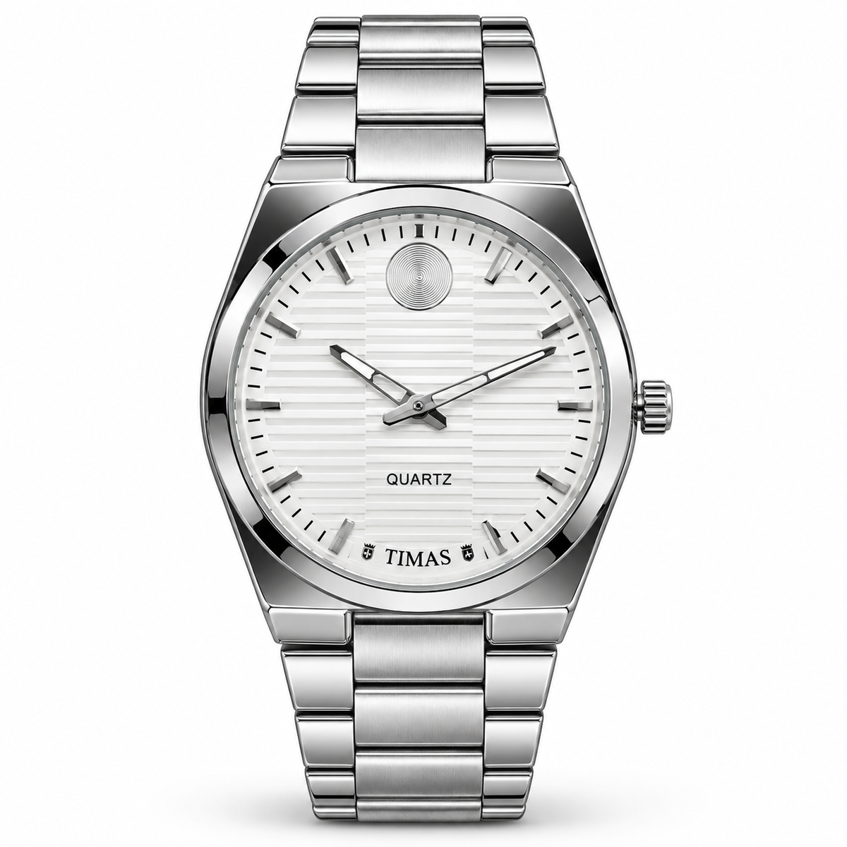 TIMAS Quartz Men's Watch with Horizontal Textured Dial & Metallic Chain Bracelet (AWTM-00330)