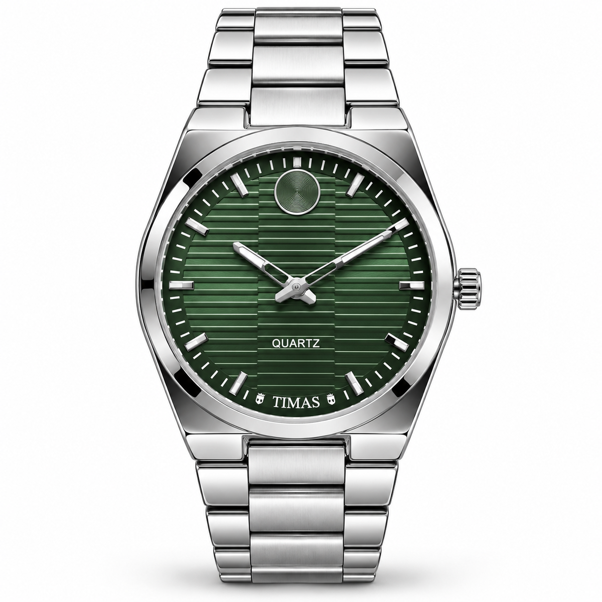 TIMAS Quartz Men's Watch with Horizontal Textured Dial & Metallic Chain Bracelet (AWTM-00330)