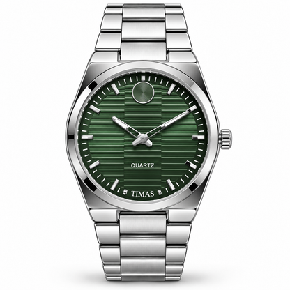 TIMAS Quartz Men's Watch with Horizontal Textured Dial & Metallic Chain Bracelet (AWTM-00330)