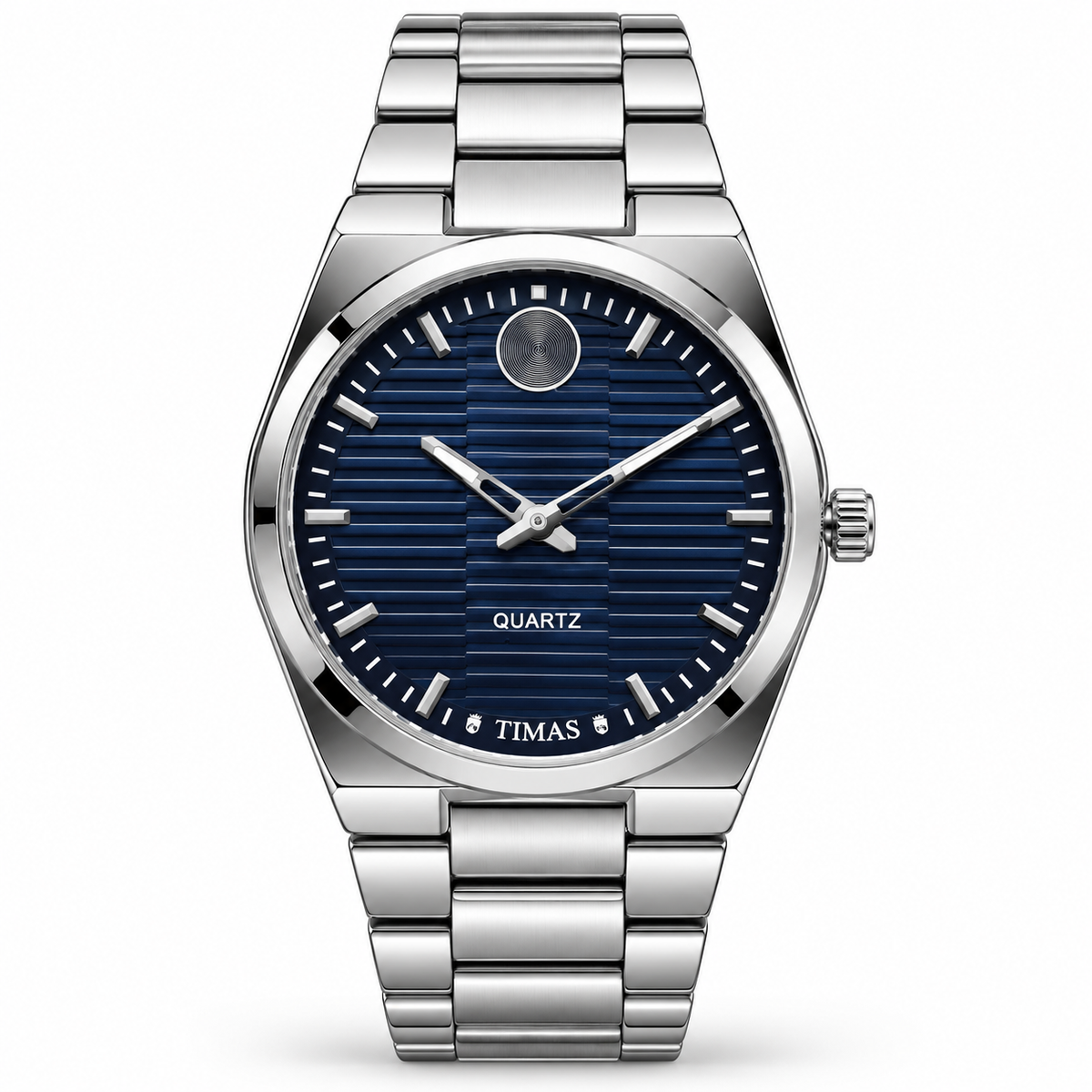 TIMAS Quartz Men's Watch with Horizontal Textured Dial & Metallic Chain Bracelet (AWTM-00330)