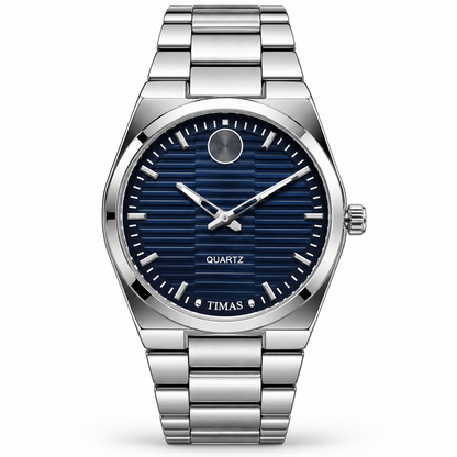 TIMAS Quartz Men's Watch with Horizontal Textured Dial & Metallic Chain Bracelet (AWTM-00330)