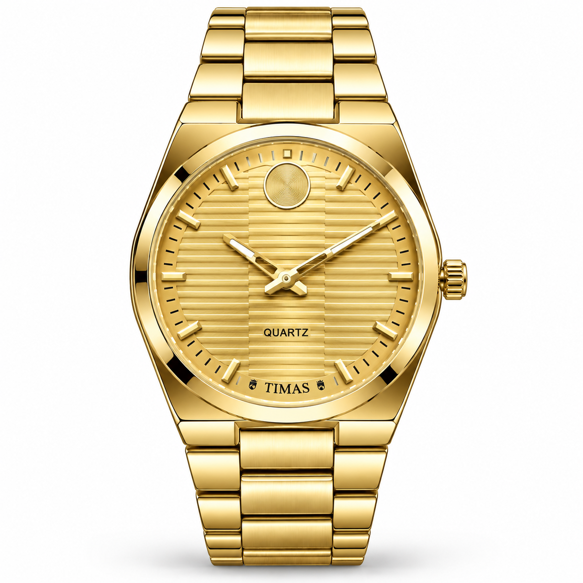 TIMAS Quartz Men's Watch with Horizontal Textured Dial & Metallic Chain Bracelet (AWTM-00330)
