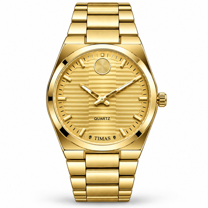 TIMAS Quartz Men's Watch with Horizontal Textured Dial & Metallic Chain Bracelet (AWTM-00330)