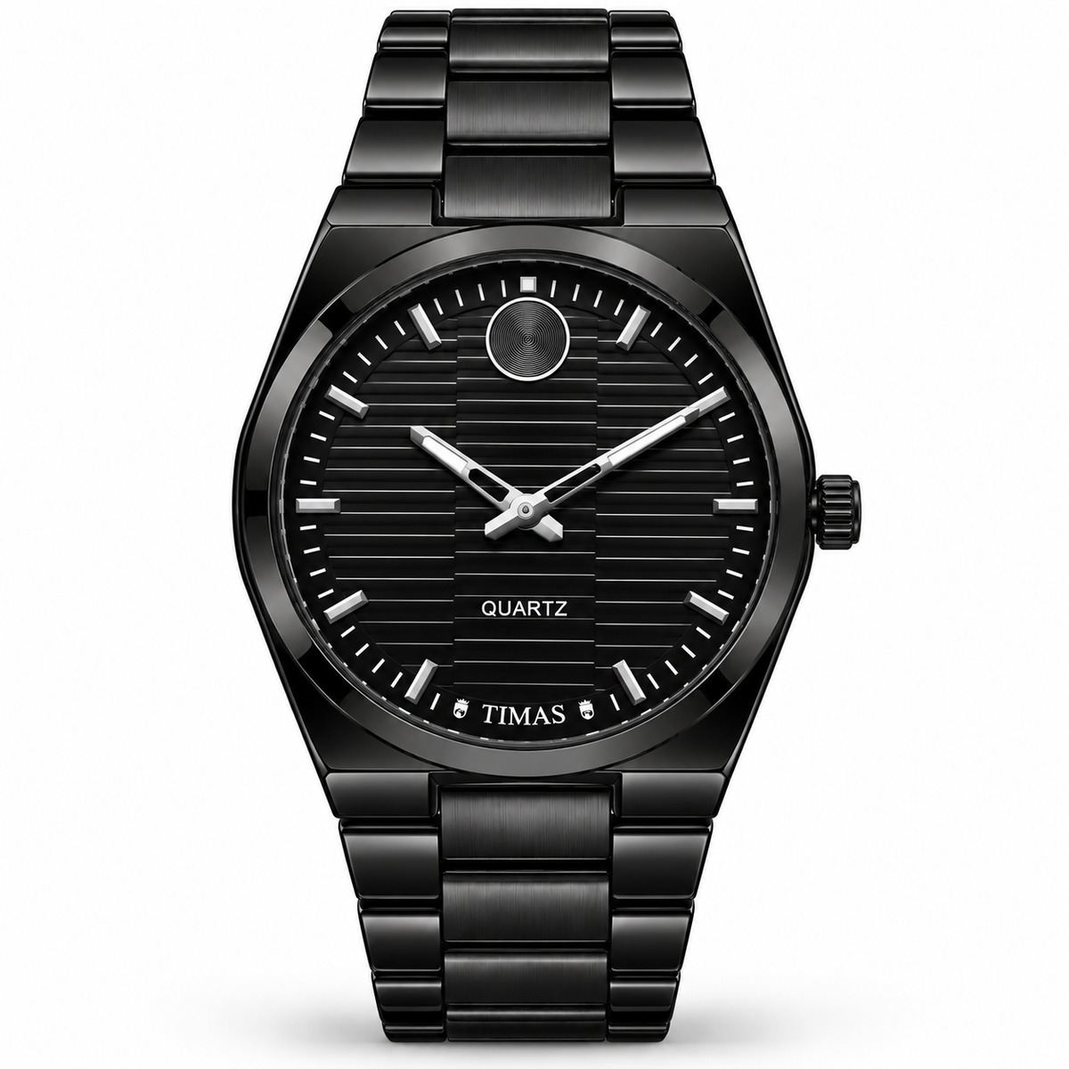 TIMAS Quartz Men's Watch with Horizontal Textured Dial & Metallic Chain Bracelet (AWTM-00330)