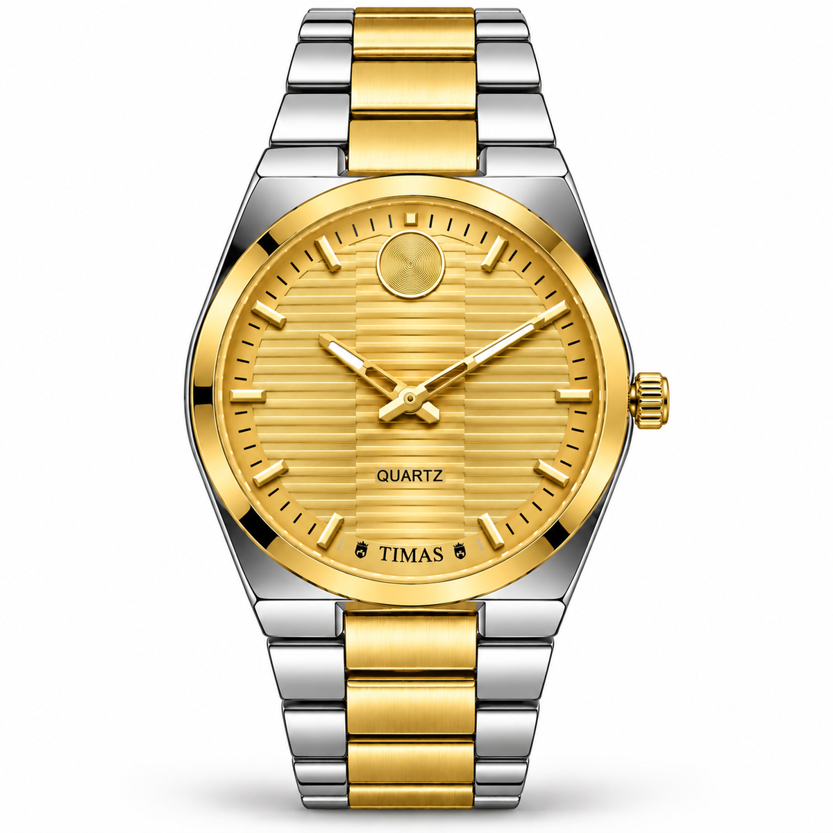 TIMAS Quartz Men's Watch with Horizontal Textured Dial & Metallic Chain Bracelet (AWTM-00330)