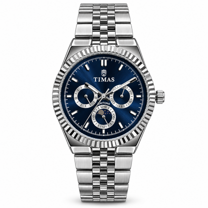 TIMAS Quartz Chronograph Watch with Moon Phase & Jubilee Metallic Bracelet (AWTM-00329)
