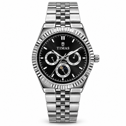 TIMAS Quartz Chronograph Watch with Moon Phase & Jubilee Metallic Bracelet (AWTM-00329)