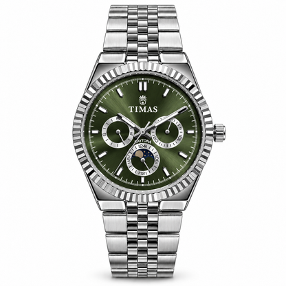 TIMAS Quartz Chronograph Watch with Moon Phase & Jubilee Metallic Bracelet (AWTM-00329)