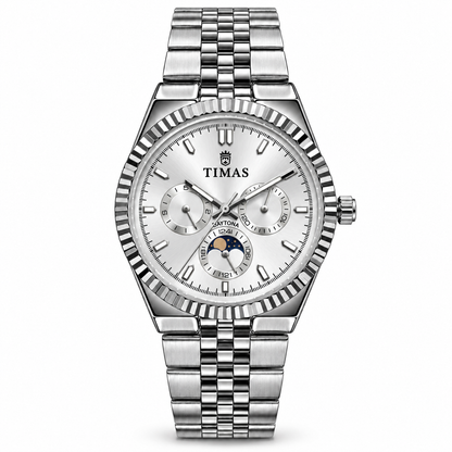 TIMAS Quartz Chronograph Watch with Moon Phase & Jubilee Metallic Bracelet (AWTM-00329)