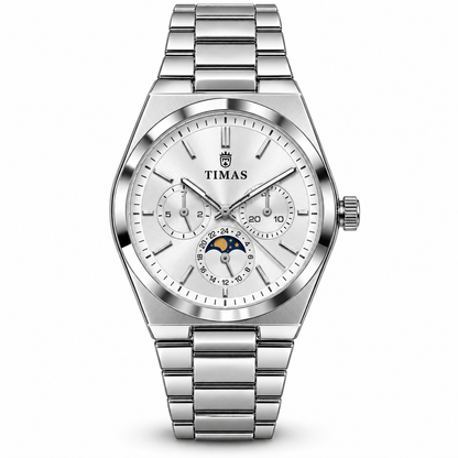 TIMAS Quartz Chronograph Watch with Moon Phase & Integrated Metallic Bracelet (AWTM-00336)