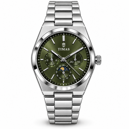 TIMAS Quartz Chronograph Watch with Moon Phase & Integrated Metallic Bracelet (AWTM-00336)