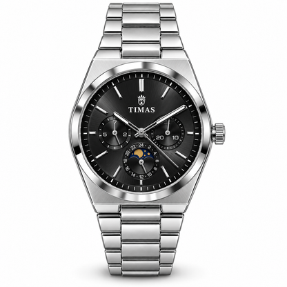TIMAS Quartz Chronograph Watch with Moon Phase & Integrated Metallic Bracelet (AWTM-00336)