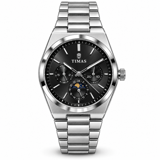 TIMAS Quartz Chronograph Watch with Moon Phase & Integrated Metallic Bracelet (AWTM-00336)