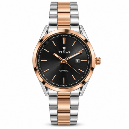 TIMAS Executive Quartz Watch with Sunburst Dial & Date Display (AWTM-00335)