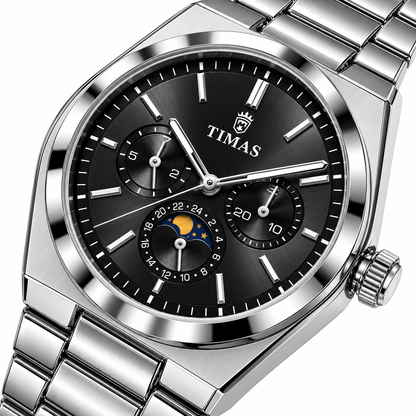 TIMAS Quartz Chronograph Watch with Moon Phase & Integrated Metallic Bracelet (AWTM-00336)