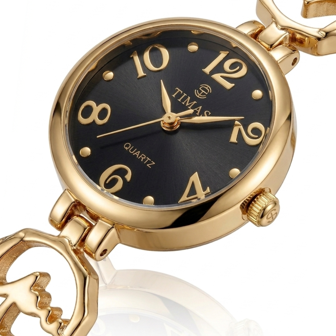 TIMAS Petite Jewelry Edition | Calligraphic Motif Link Bangle Women's Quartz Watch (AWTL-00278)