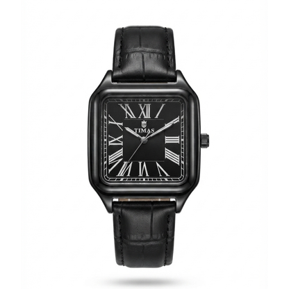 TIMAS Santos-Style Classic Edition | Square Bezel Leather Strap Quartz Watch (AWTM-00285)