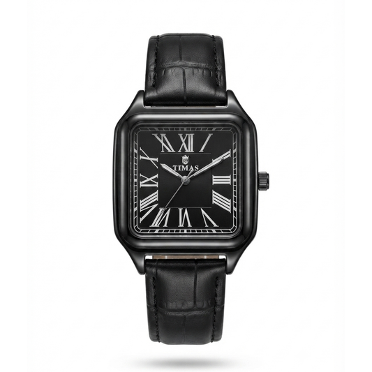 TIMAS Santos-Style Classic Edition | Square Bezel Leather Strap Quartz Watch (AWTM-00285)