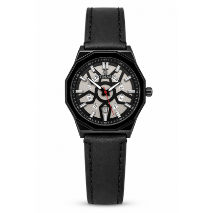 TIMAS Octagonal Bezel Geometric Dial Edition | Stitched Leather Strap Quartz Watch (AWTM-00293)