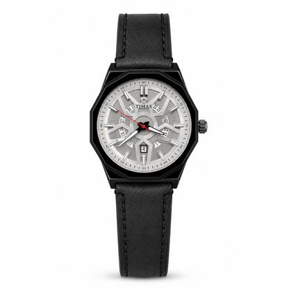 TIMAS Octagonal Bezel Geometric Dial Edition | Stitched Leather Strap Quartz Watch (AWTM-00293)