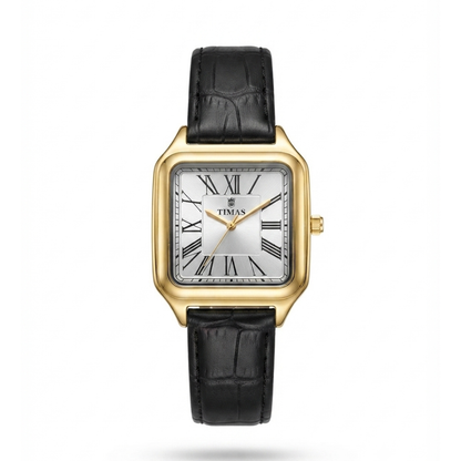 TIMAS Santos-Style Classic Edition | Square Bezel Leather Strap Quartz Watch (AWTM-00285)