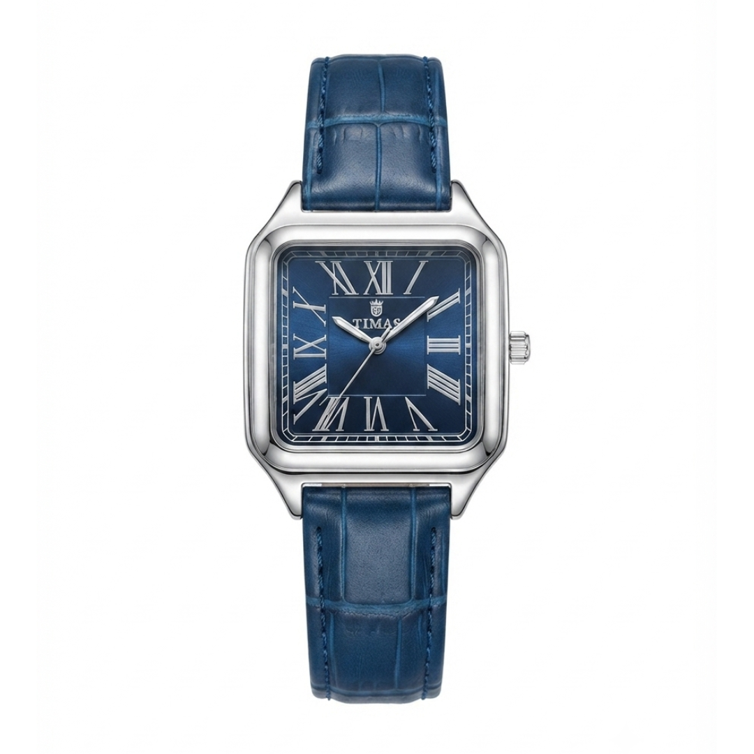TIMAS Santos-Style Classic Edition | Square Bezel Leather Strap Quartz Watch (AWTM-00285)