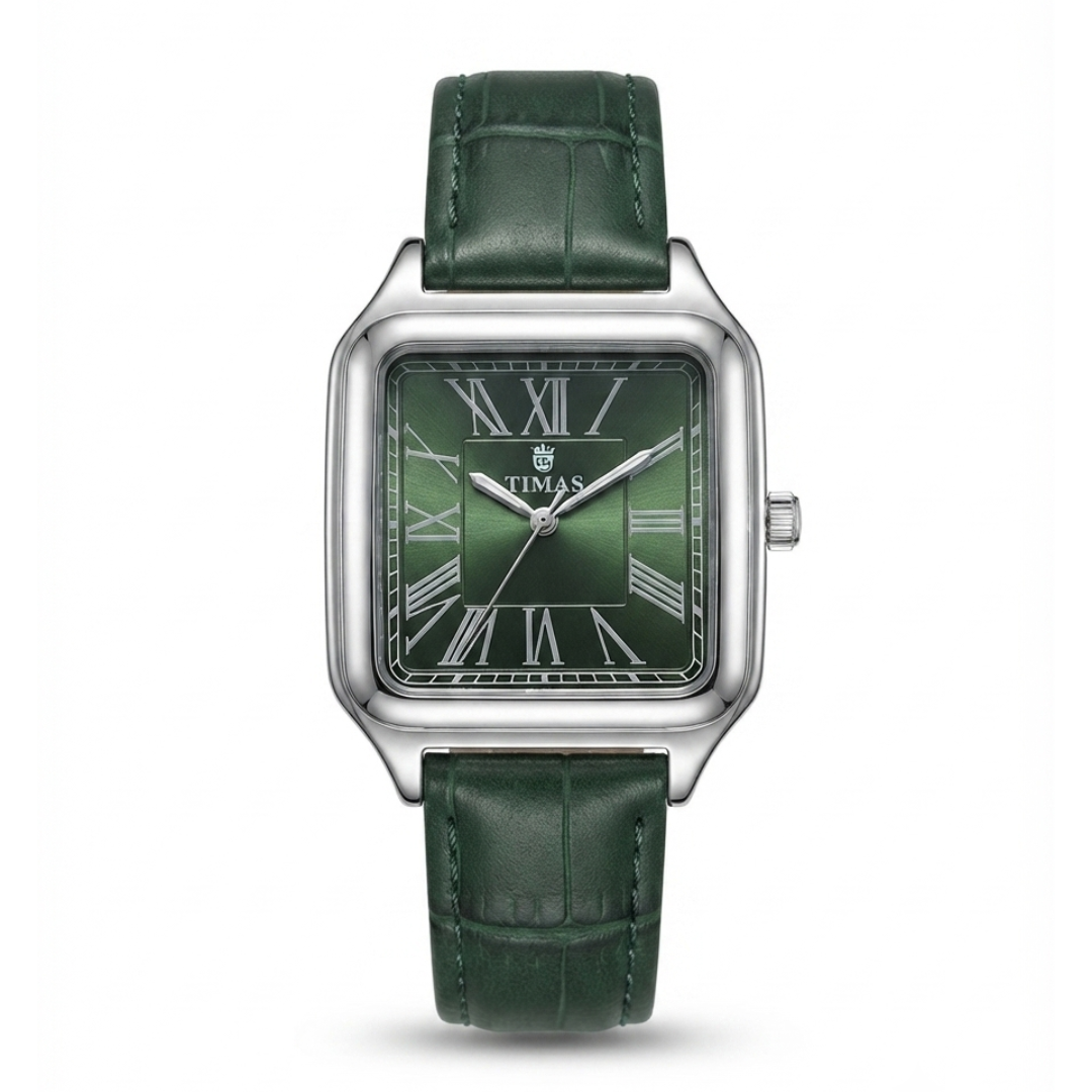 TIMAS Santos-Style Classic Edition | Square Bezel Leather Strap Quartz Watch (AWTM-00285)