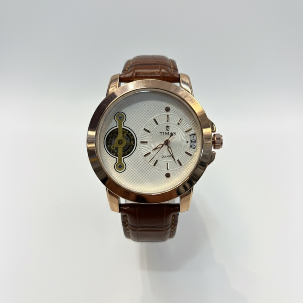 Timas Premium Quartz Watch – Classic Leather Elegance with All Working Dials