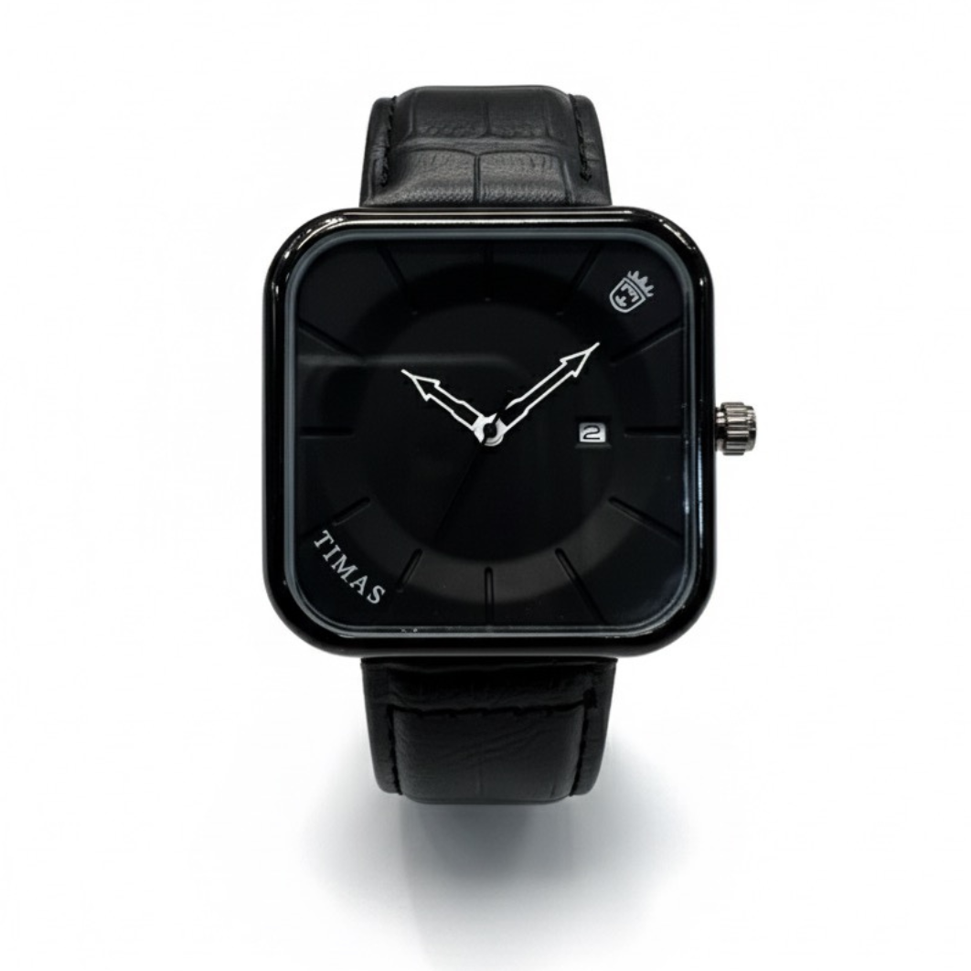 Timas Classic Square Quartz Watch – Modern Elegance with Leather Strap