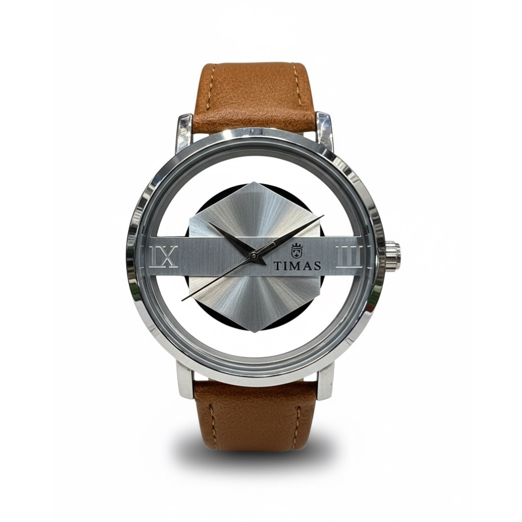 Timas Transparent Dial Watch | Leather Strap