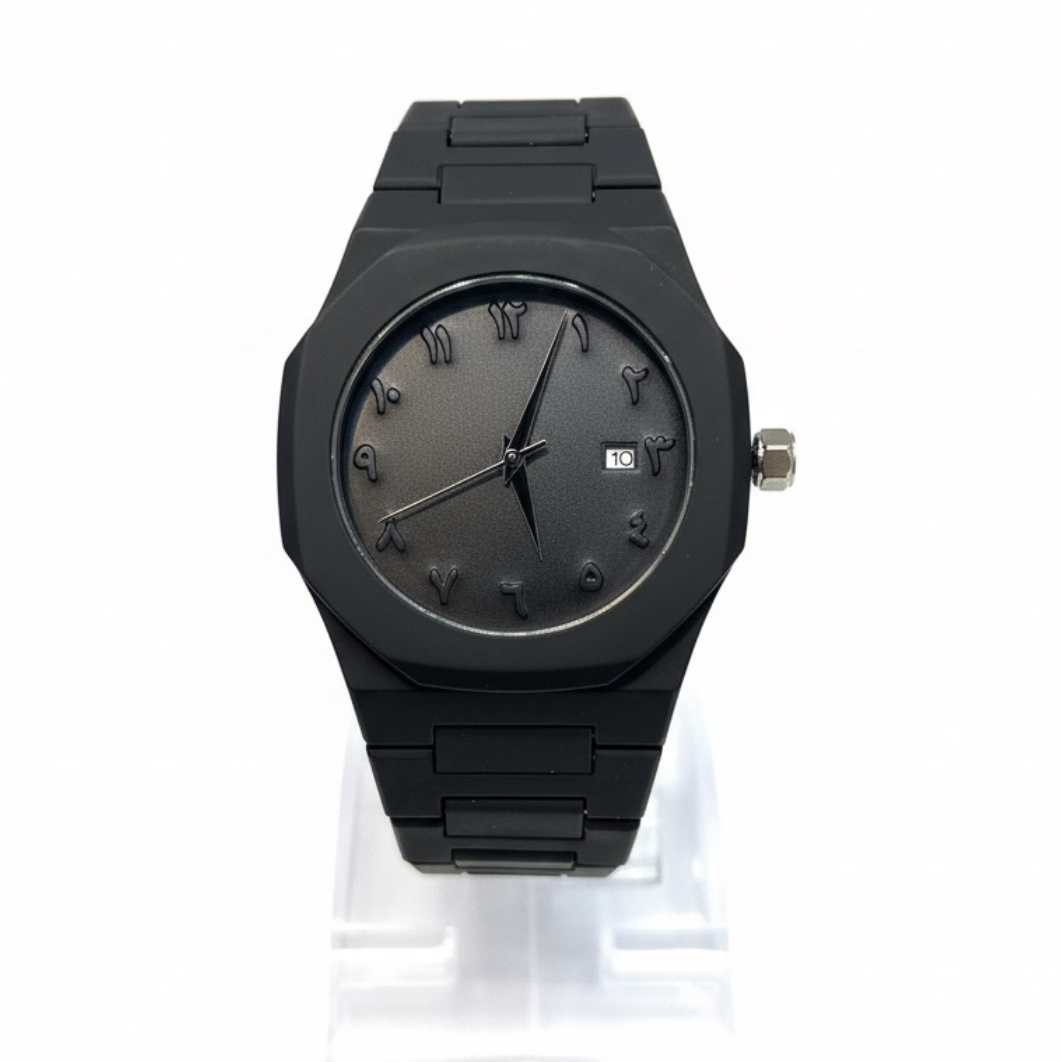 Timas Black Arabic Aura Fiber Watch