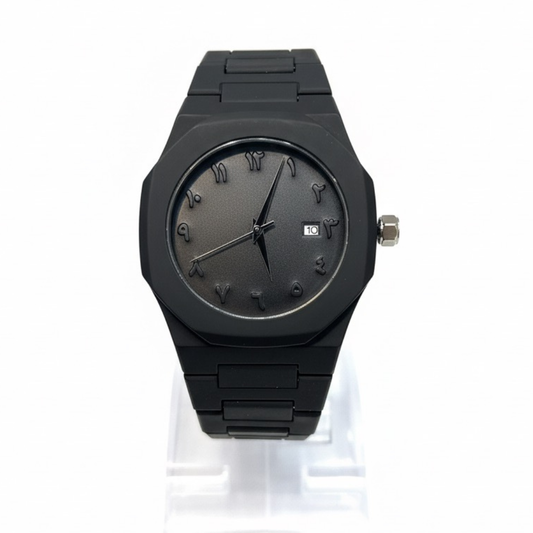 Timas Black Arabic Aura Fiber Watch