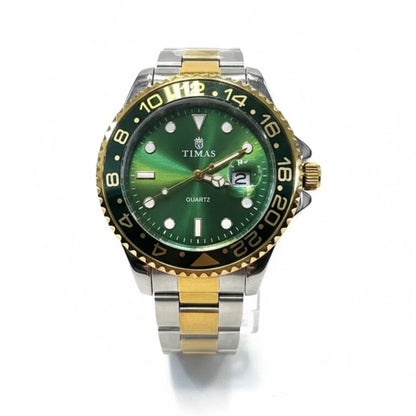 Timas Men's Watch – Black Dial with Metal Bracelet